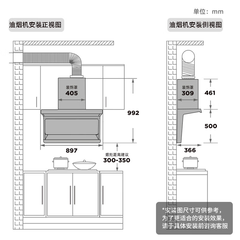 艾美特 AIRMATE油烟机 28大风量家用变频一级能效顶侧双吸大吸力 挥手控制低噪音自动清洗抽烟机 V6 【单烟机】28m³变频双吸+挥手大彩屏智控