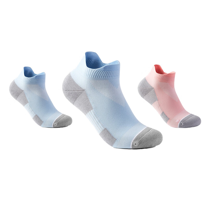 马孔多（macondo）25款训练踝袜男女户外吸湿排汗运动袜跑步抗菌袜子3双69元 蓝色微光2双+彩妆粉1双 S【36-38】