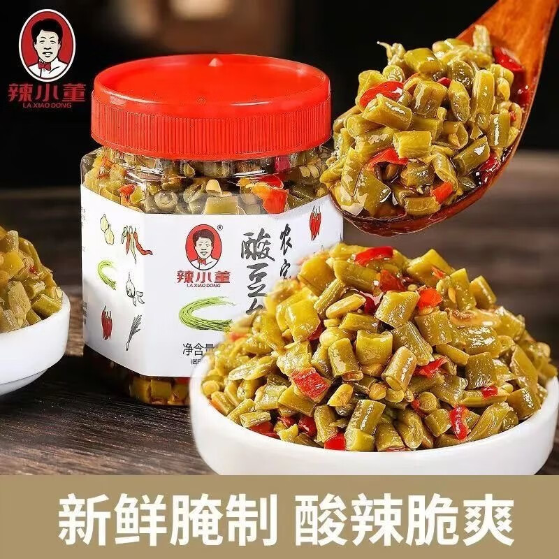 辣小董農(nóng)家自制酸豆角湖南產(chǎn)下飯菜香辣豇豆開胃咸菜泡菜瓶裝 280克*2瓶