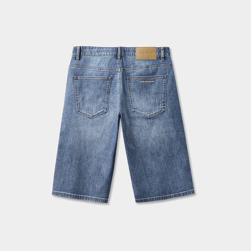 HLA海澜之家旗下黑鲸牛仔中裤男年夏季直筒裤男休闲CKMNW25001A