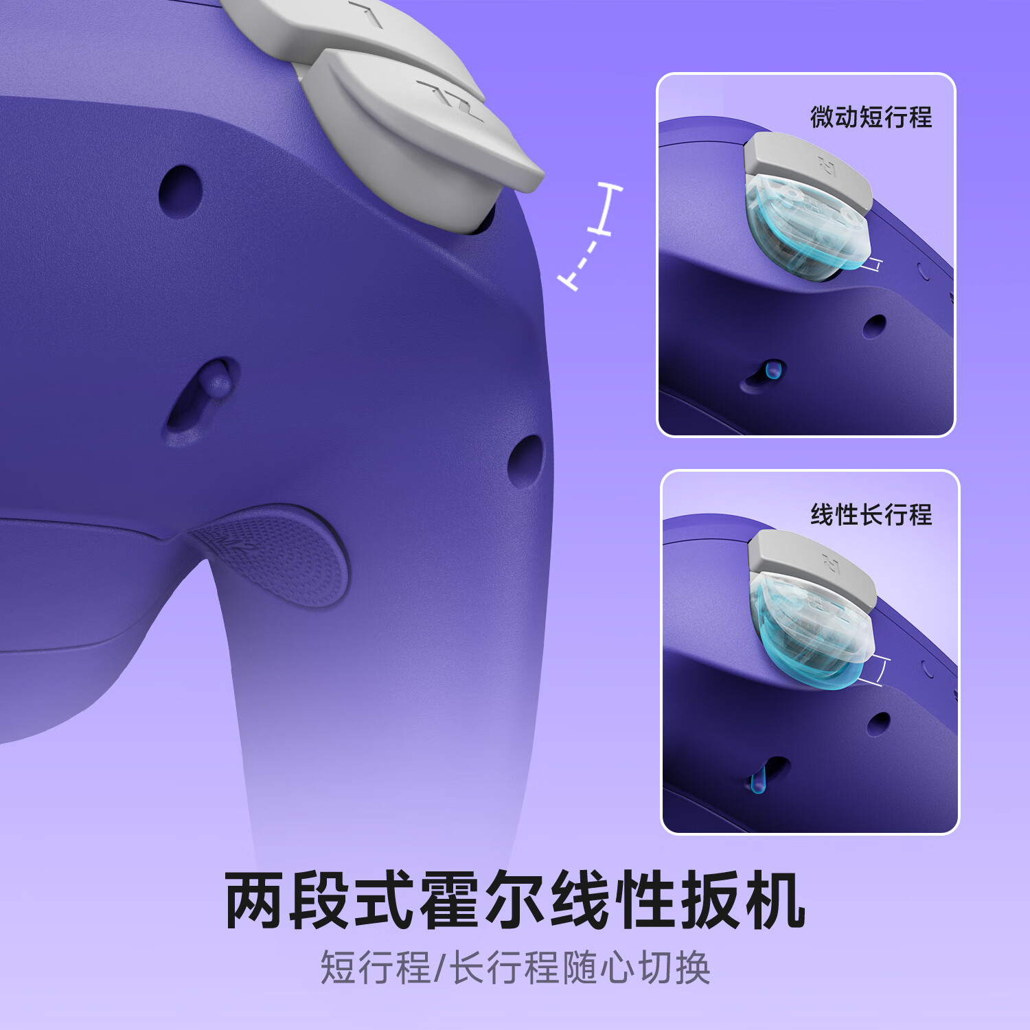 NYXI勇士NGC风格游戏手柄PC电脑GameCube复古Switch无线蓝牙体感NS2Pro马里奥赛车明星大乱斗XboxSteam 勇士标准版【幽影紫】支持NS/PC/NGC等