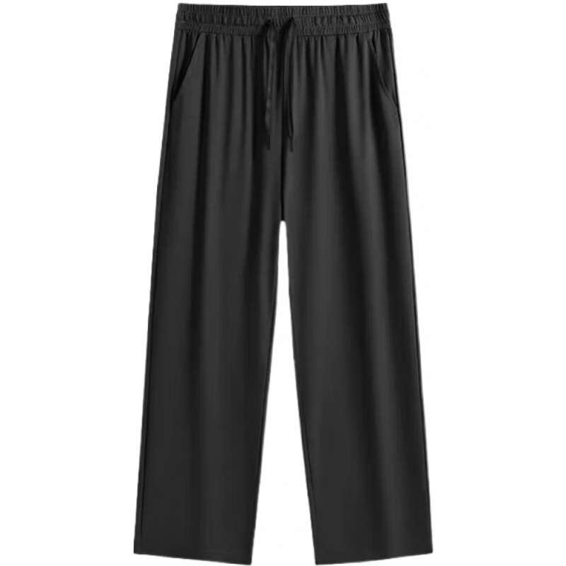 红豆运动裤男裤夏季冰丝速干裤直筒百搭宽松男士休闲裤跑步长裤 黑色 2XL