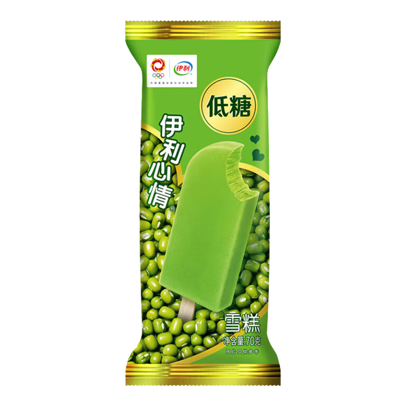 伊利綠色心情冰淇淋冰棍綠豆雪糕冰糕冰激凌冰棍冷飲批發(fā)量販裝整箱 伊利心情雪糕50支