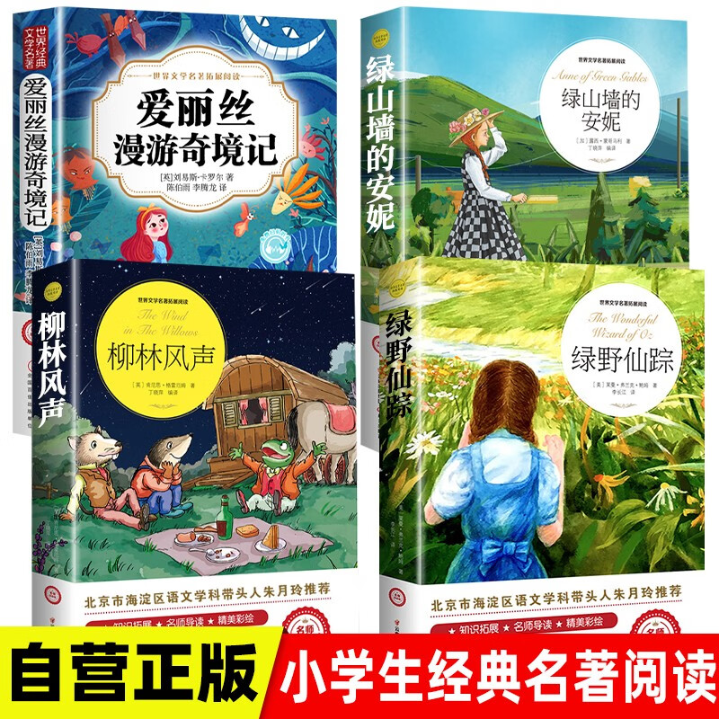【全4册】柳林风声+绿野仙踪+爱丽丝漫游奇境记+绿山墙的安妮 小学三四五六年级阅读课外书籍阅读世界文学名著拓展阅读名师导读版