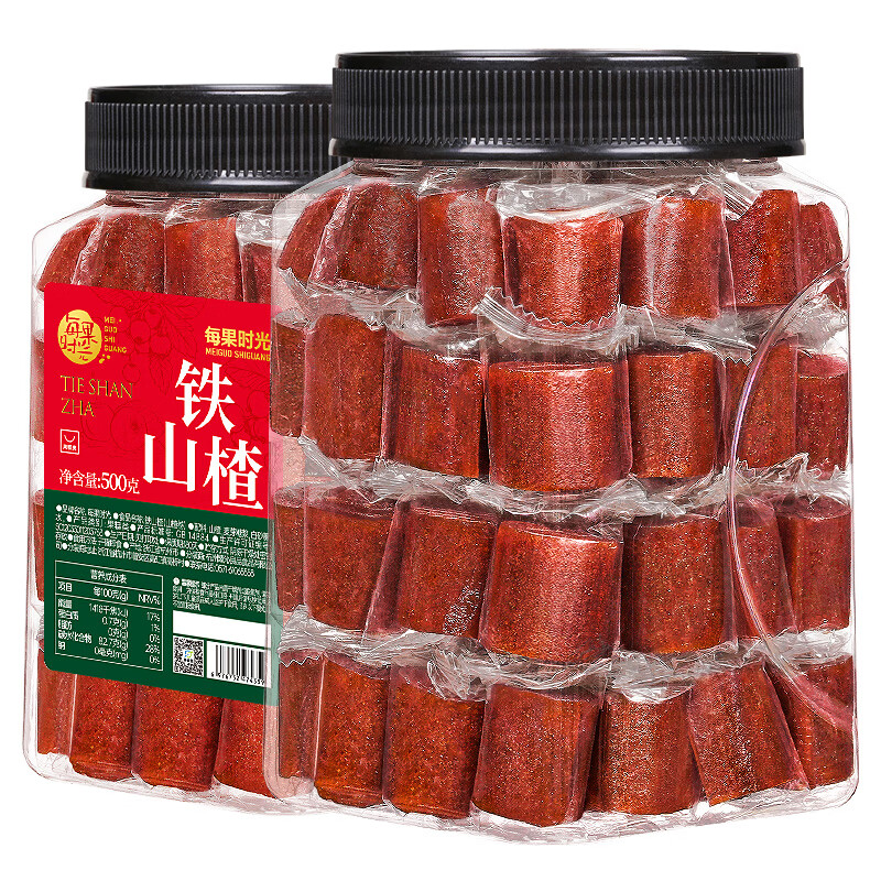 每果时光铁山楂卷500g原味果丹皮山楂片蜜饯果干儿童休闲小零食解馋
