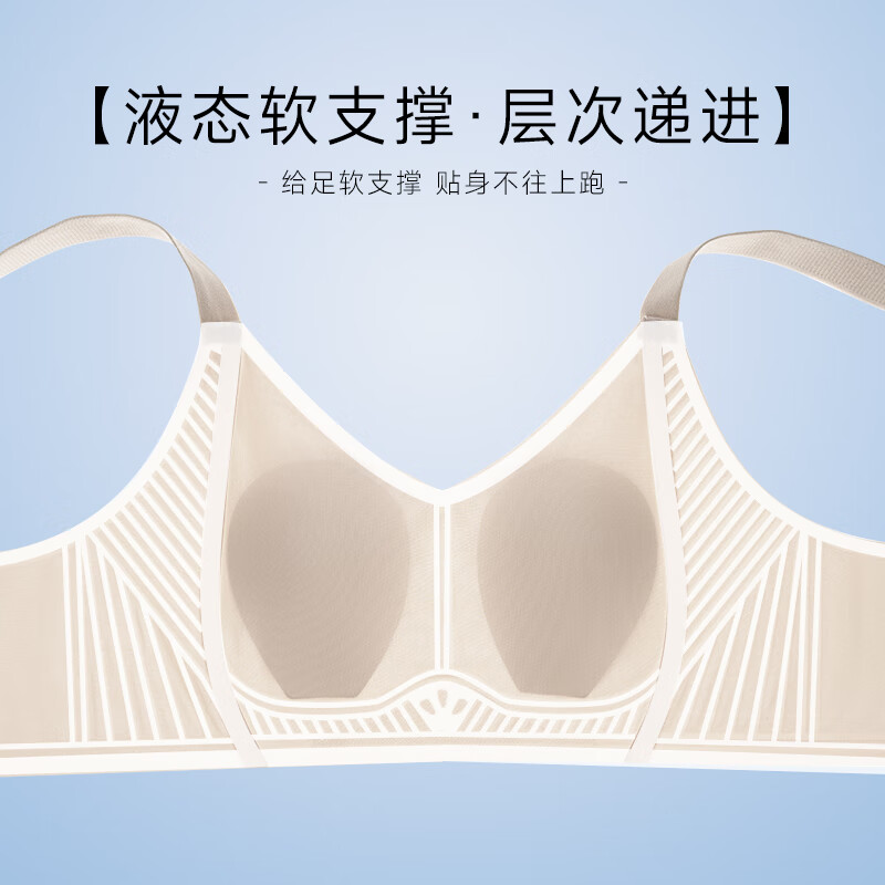 chunnian2025新款无痕内衣女大胸显小兔耳朵杯防走光薄款果冻条提拉文胸罩 RX-大U兔耳杯852-香槟 2XL