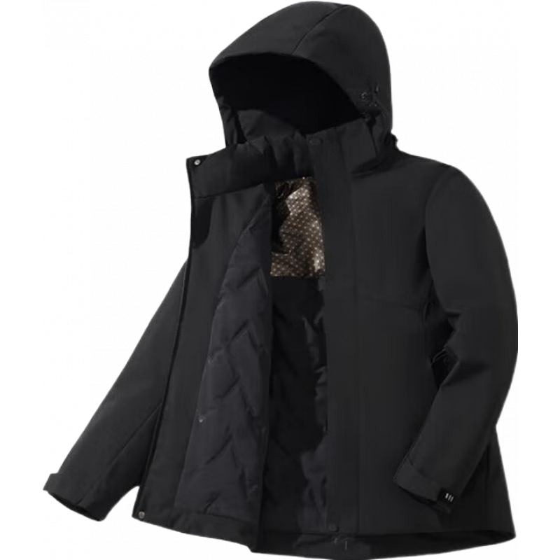 SHANSHAN杉杉棉服男秋冬新款防风保暖可脱卸连帽棉服外套中青年日常通勤 黑色 XL (175) /175