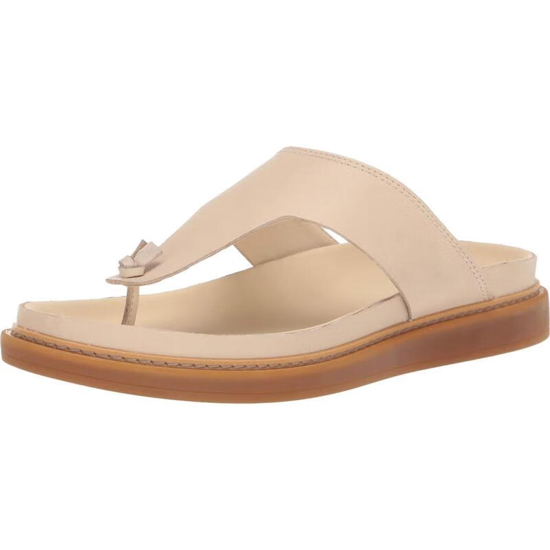 Clarks女士真皮人字拖舒適防滑透氣夏季休閑沙灘涼鞋 Cream Leather 37.5