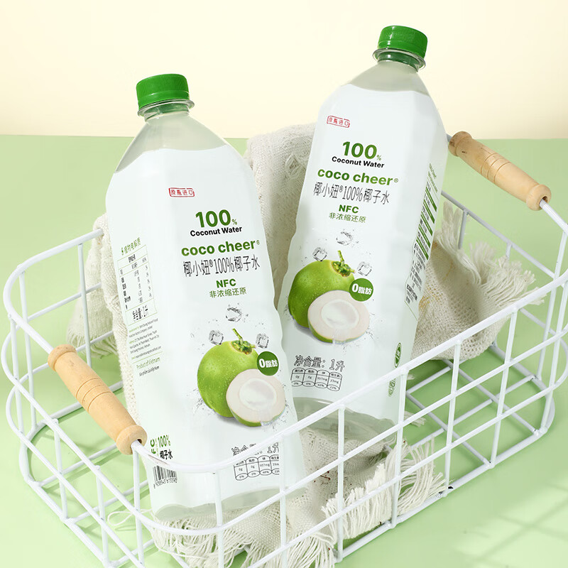 椰小妞原瓶进口纯天然100%不加1滴水NFC青椰子水年货送礼 礼盒1L量贩装 6瓶（整箱装）