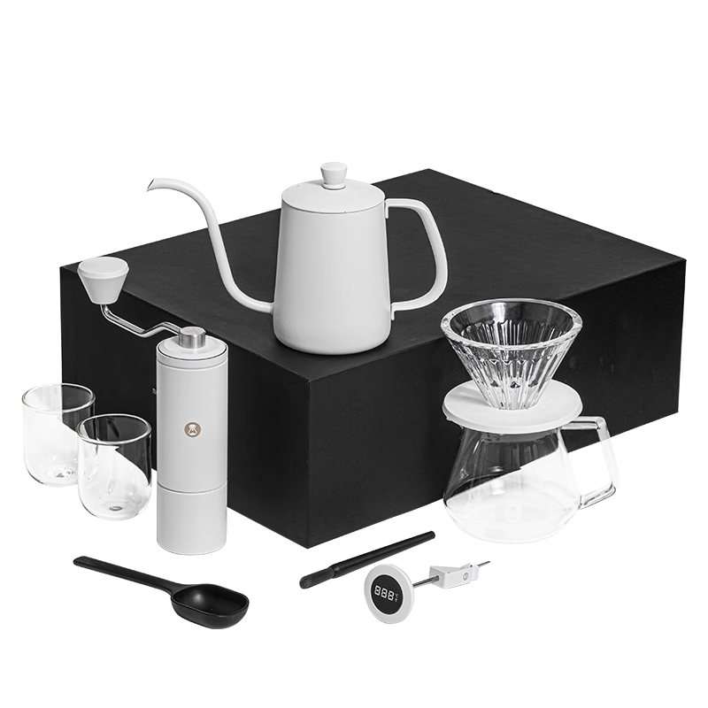 泰摩栗子C5手沖咖啡壺套裝 手磨咖啡家用咖啡具 新年禮盒生日禮物 栗子C5禮盒-【臻選版|白色】