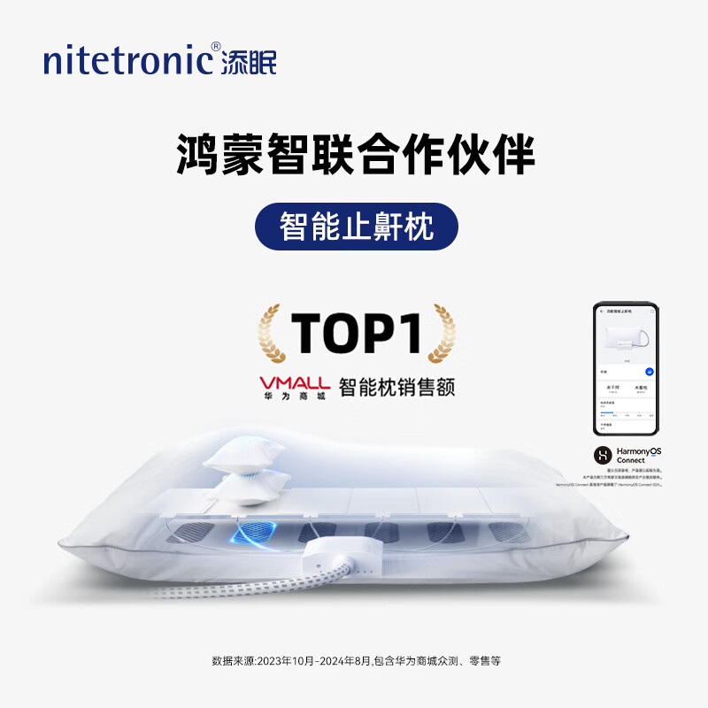 Nitetronic添眠智能止鼾枕Z2 防打呼噜枕头止鼾器减鼾专利睡眠监测鸿蒙智联 [高度可调 体感偏软]（支持鸿蒙智联） 单只 京东折扣/优惠券