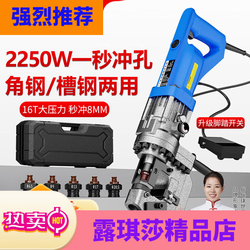 CIAA德國 電動液壓沖孔機角鐵槽鋼手提式角鋼不銹鋼打孔打眼開孔 槽鋼款[可沖8毫米鋼材]+5圓模