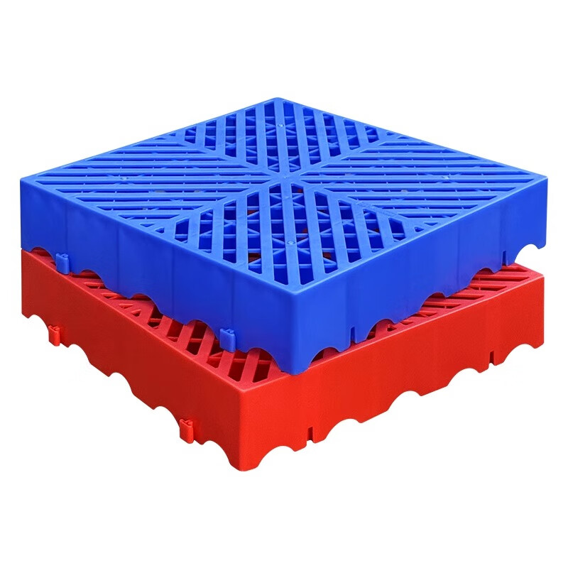 防潮板塑料托盘仓库垫板货物防潮地垫高地台卡板冻库防潮垫板塑料 100X50X5CM 蓝色圆孔加厚