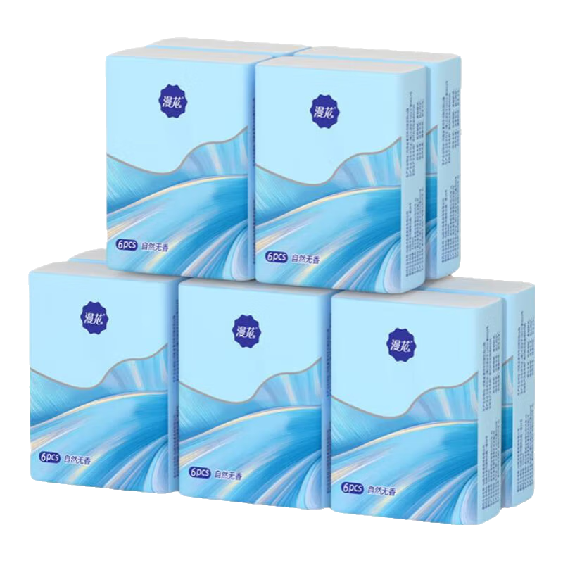 漫花手帕纸加厚面巾纸小包便携迷你餐巾纸抽纸随身装约会纸巾整箱 3层 6片*10包 超韧性