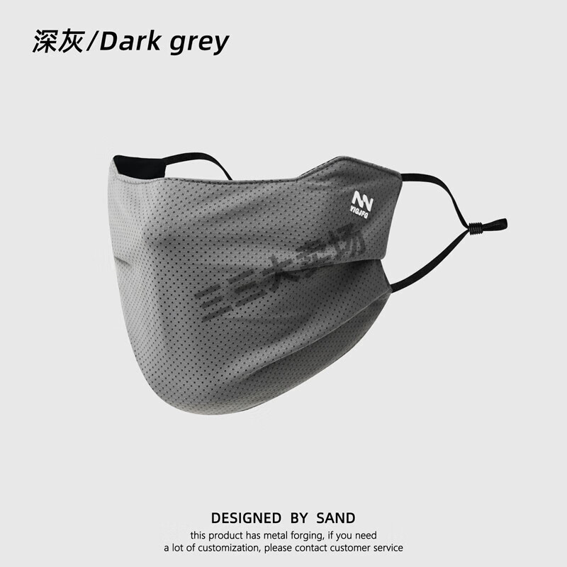 开车防晒面罩男夏季透气骑行防晒口罩薄款冰丝护眼角女防紫外线 深灰色