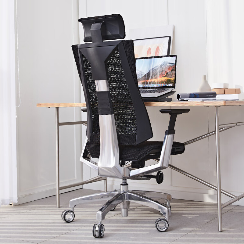 八九間人體工學(xué)椅久坐舒適老板電腦椅辦公座椅靠背椅子電競椅子 黑色 鋁合金腳_旋轉 升降扶手