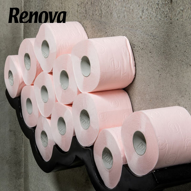 Renova粉色乳液卷筒纸柔软舒适有香卫生纸12卷