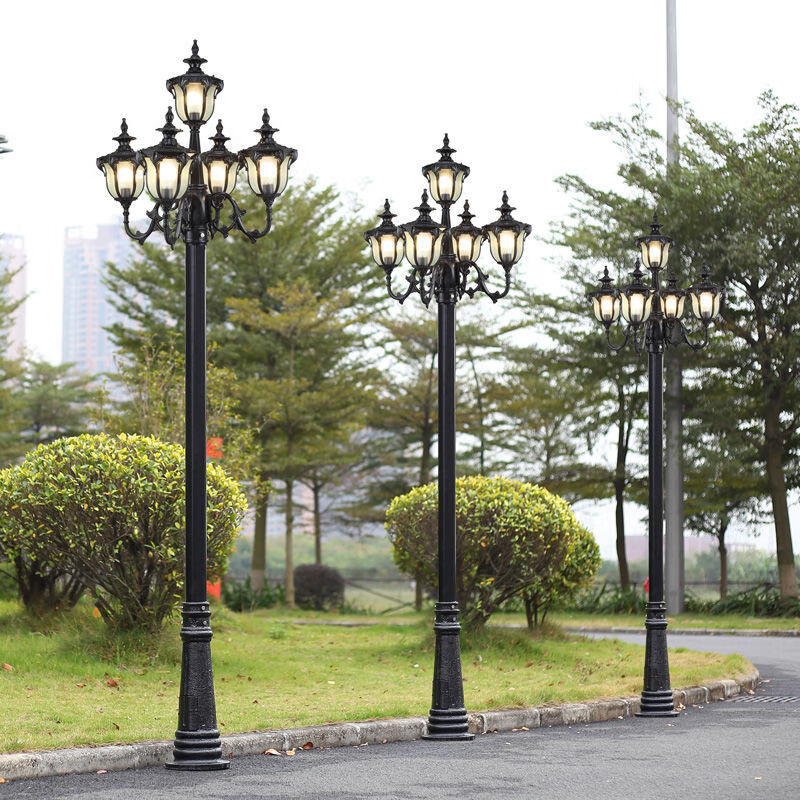 杂新  欧式路灯3米4米铁杆庭院灯别墅户外灯花园灯景观灯欧式复古高杆