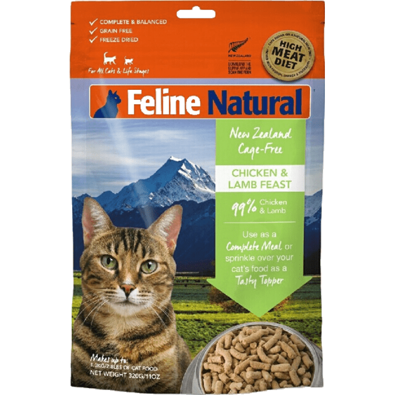 K9 Natural冻干猫粮主粮零食全猫粮新西兰进口无谷物脱水鲜肉feline猫粮 鸡肉羊心320g