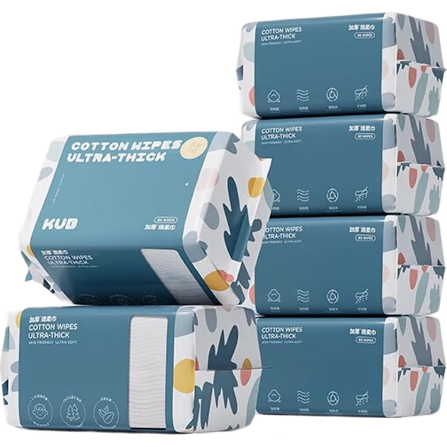 可優(yōu)比嬰兒洗臉巾綿柔巾手口專用寶寶干濕兩用新生兒非棉柔巾 80抽 6包