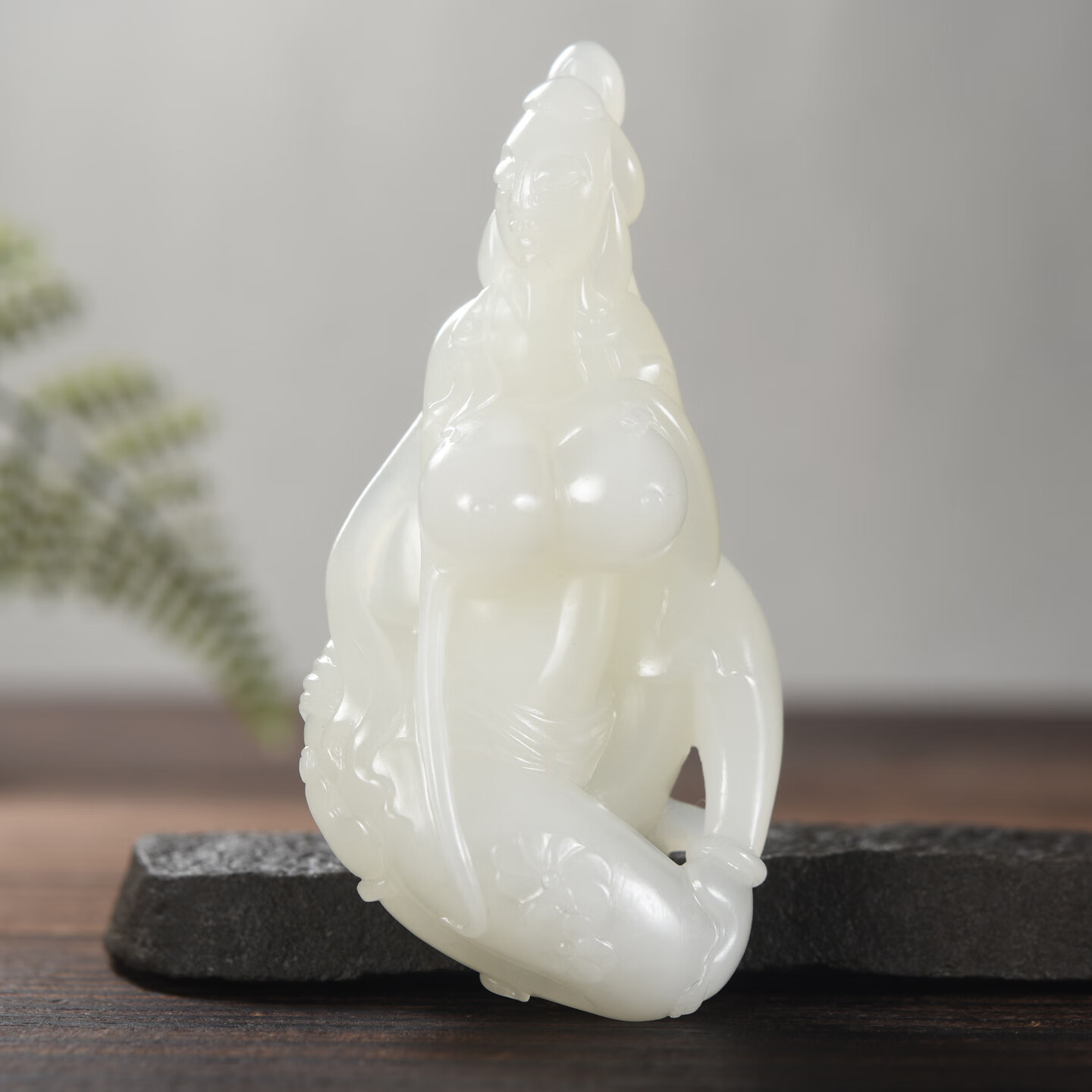 疆友 孤品 和田玉羊脂白玉仕女手把件 玉贵人把玩件 翟学甲 102克