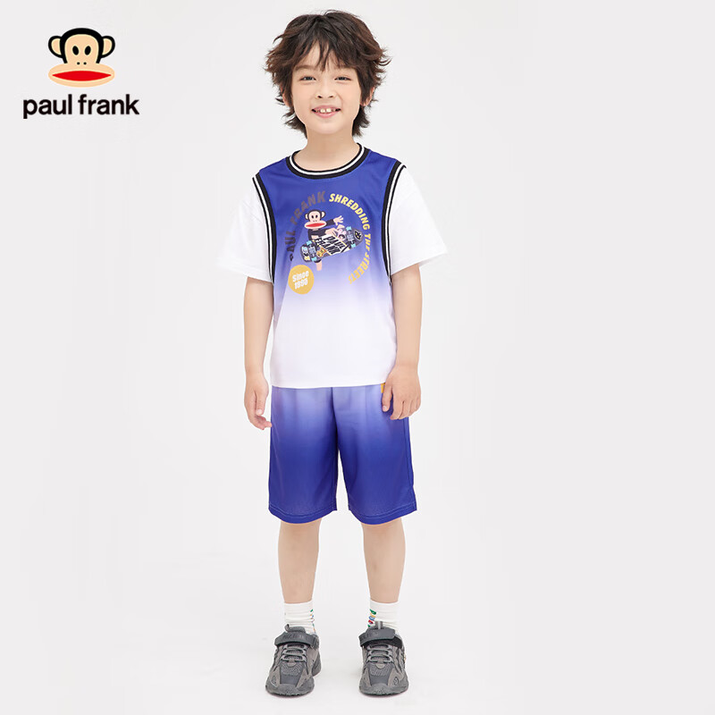 大嘴猴（paul frank）童装短袖套装2025款男女童休闲百搭简约中大童时尚宽松舒适两件套 152B紫色 130