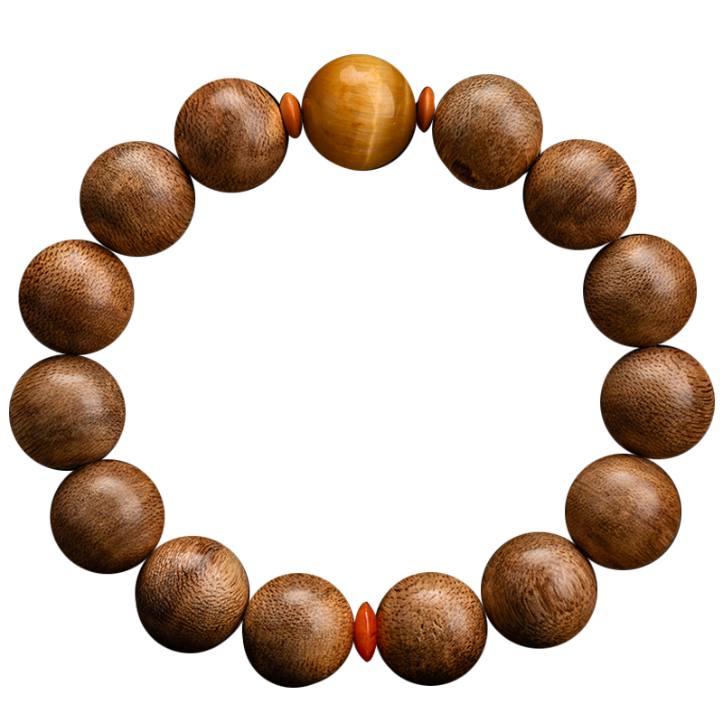 木之森海南沉香手串男士佛珠手鏈天然老料國風(fēng)文玩木串送男友生日禮物 鴻運（14mm*15顆)