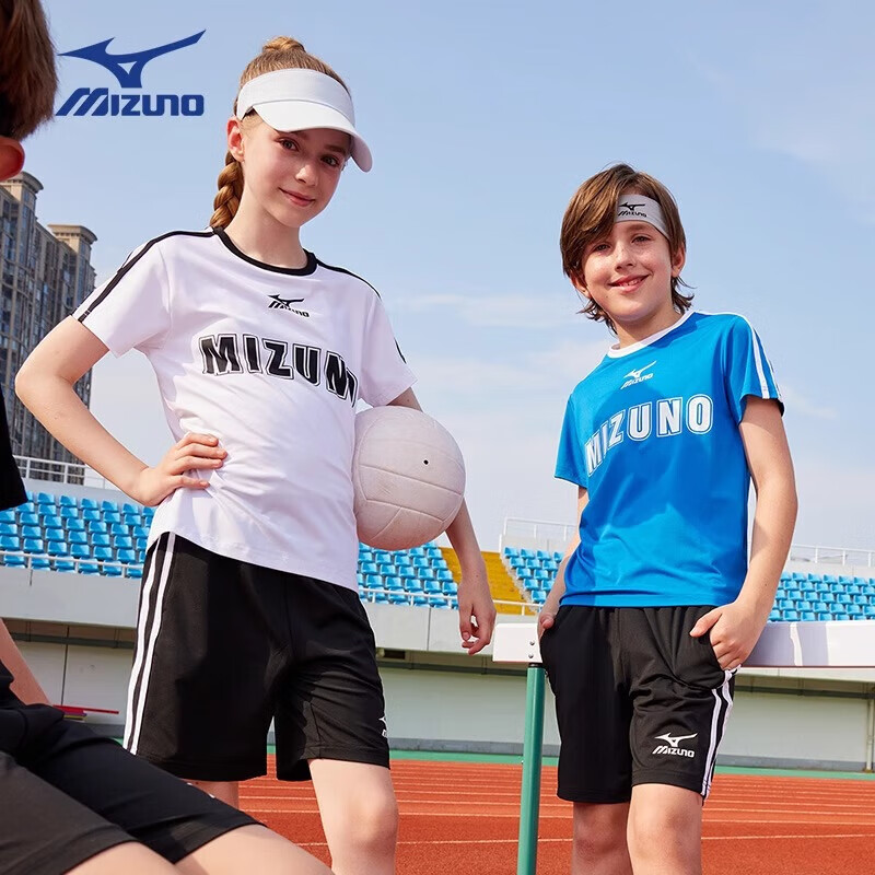 美津浓(MIZUNO)速干套装男2026年夏季运动两件套速干短袖短裤套装男童女童 冲浪蓝 常规 160 (建议身高155-160cm)