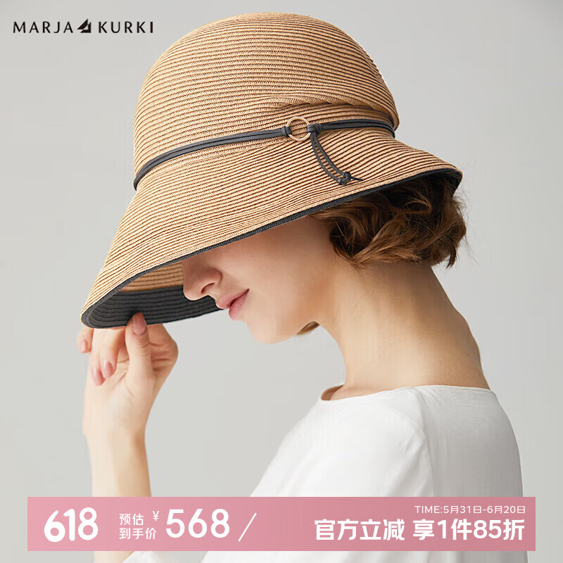 瑪麗亞·古琦遮陽帽戶外草帽旅游海邊沙灘太陽帽女氣質(zhì)女生6HH620176駝色