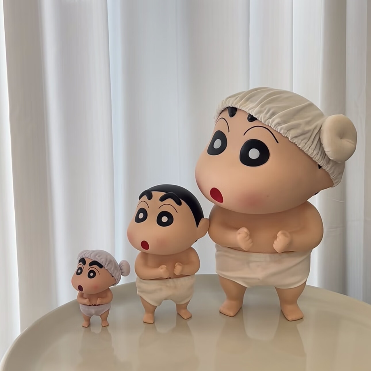 拉布布蜡笔小新洗澡雨衣顶正版潮玩手办桌面摆件动漫周边生日礼物 洗澡小新大中小【顶配版共三只】