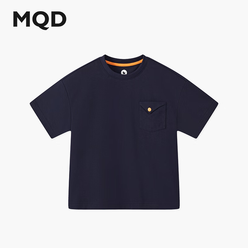 马骑顿（MQD）男大童夏季新品户外露营字母卡通短袖潮酷休闲跑步登山T恤 藏青 140