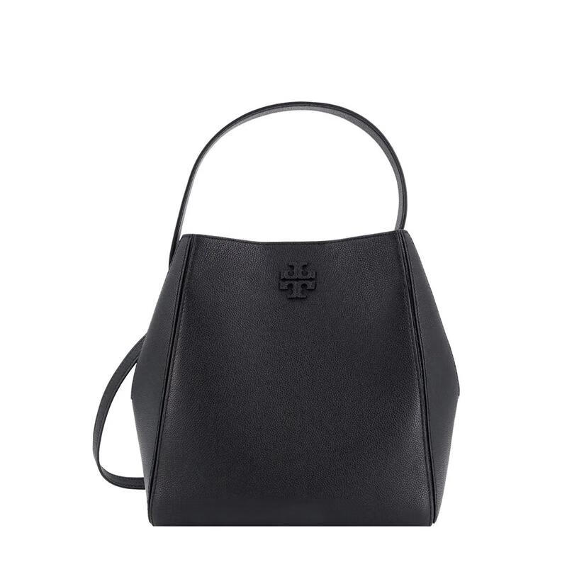 湯麗柏琦（Tory Burch）荔枝紋皮革女士手提桶包大容量通勤手拎鏈條包 黑色 TU
