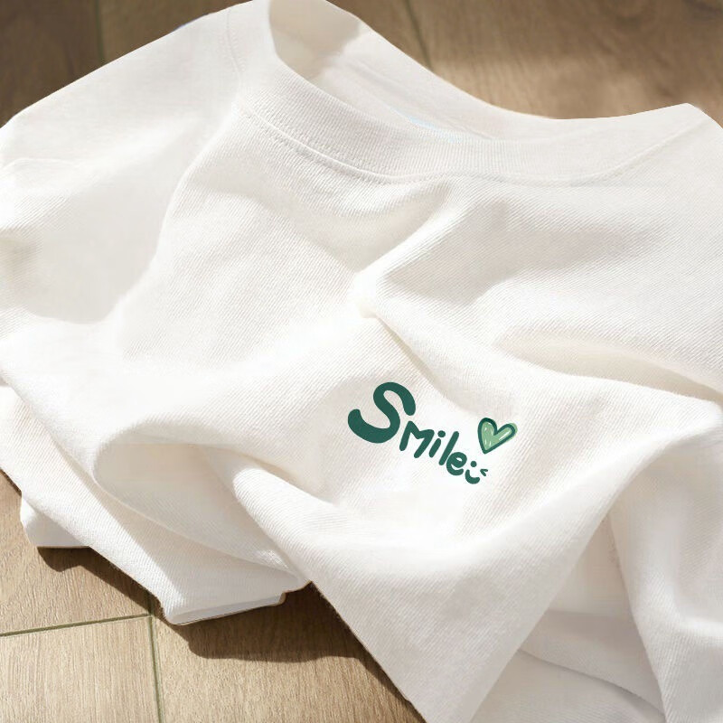 纯棉短袖t恤男2026夏季新款ins男女情侣百搭宽松大码潮牌上衣 白色（Smile） S 【建议70-90斤】
