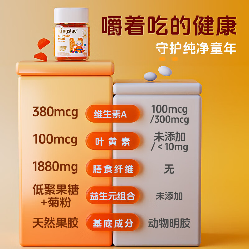 KINGSLAC可维思儿童多维软糖复合维生素宝宝免疫力护眼叶黄素VC维生素软糖 儿童多维软糖 60粒*1瓶