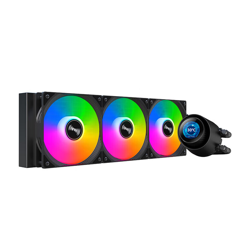 航嘉大白鲨GX240R/360R虎鲨 白色散热360一体式 240水冷散热器 CPU电脑机箱散热风扇 水冷排水冷散热器 GX360R巨齿鲨黑色【自定义显示屏】