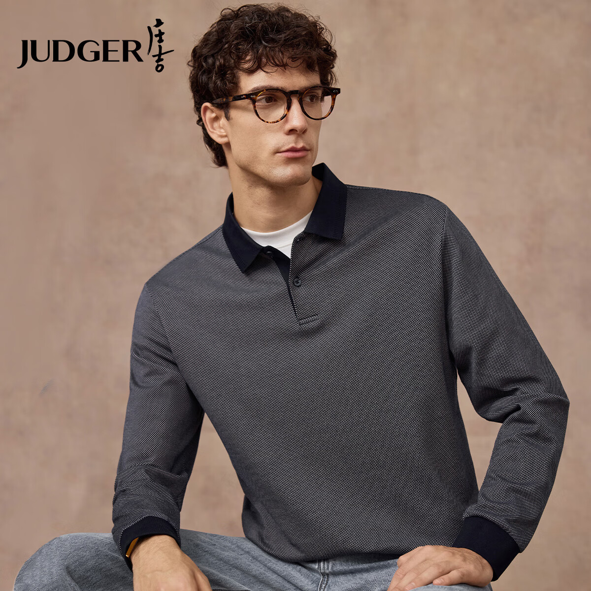 庄吉【70支丝光棉】庄吉男士长袖POLO衫2025秋纯棉翻领T恤老钱风男装