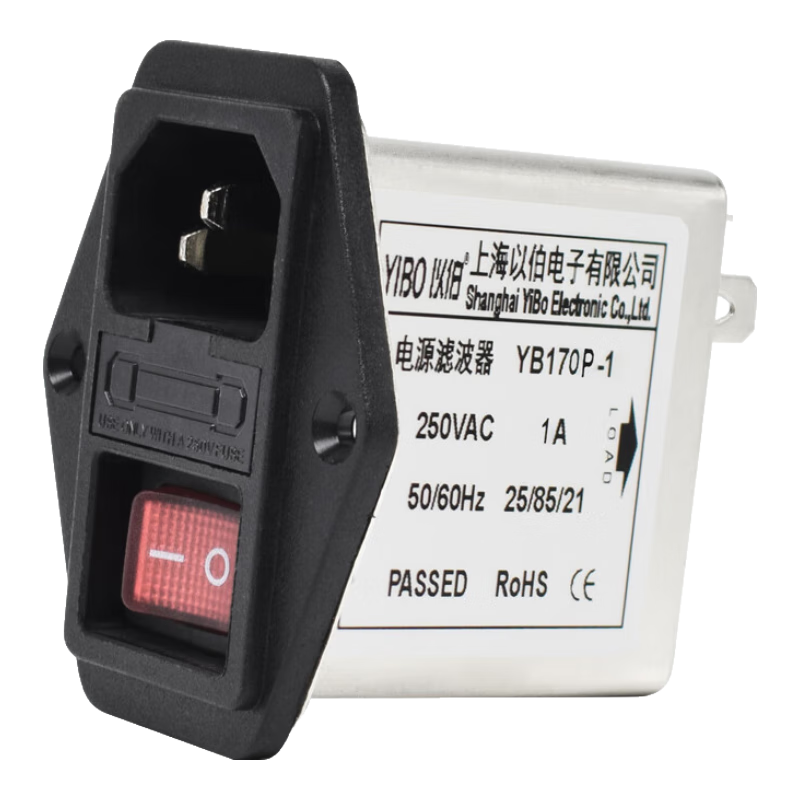 �Բ���YIBO��IEC������Դ�˲���220V������emi�������ر��չ�ָʾ������һ��ͷ YB170P-10A��������+��ƿ��ء�