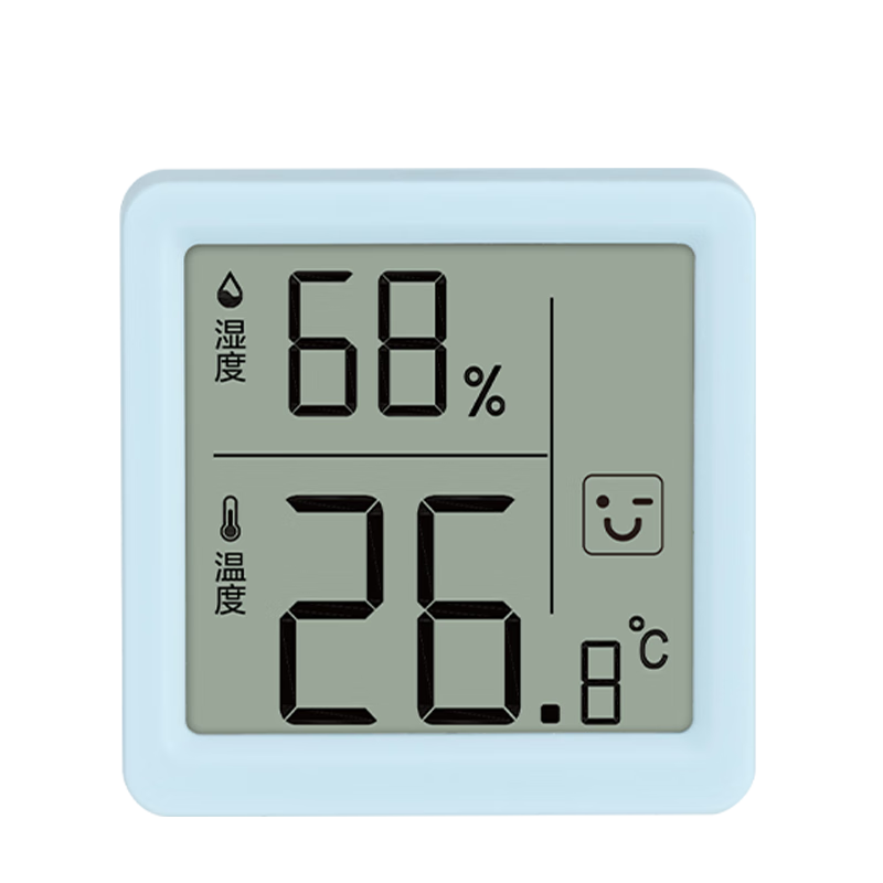 得力（deli）室内电子温湿度计/表办公家用壁挂桌面婴儿房办公用品儿童老人生日礼物 表情显示LE523 蓝