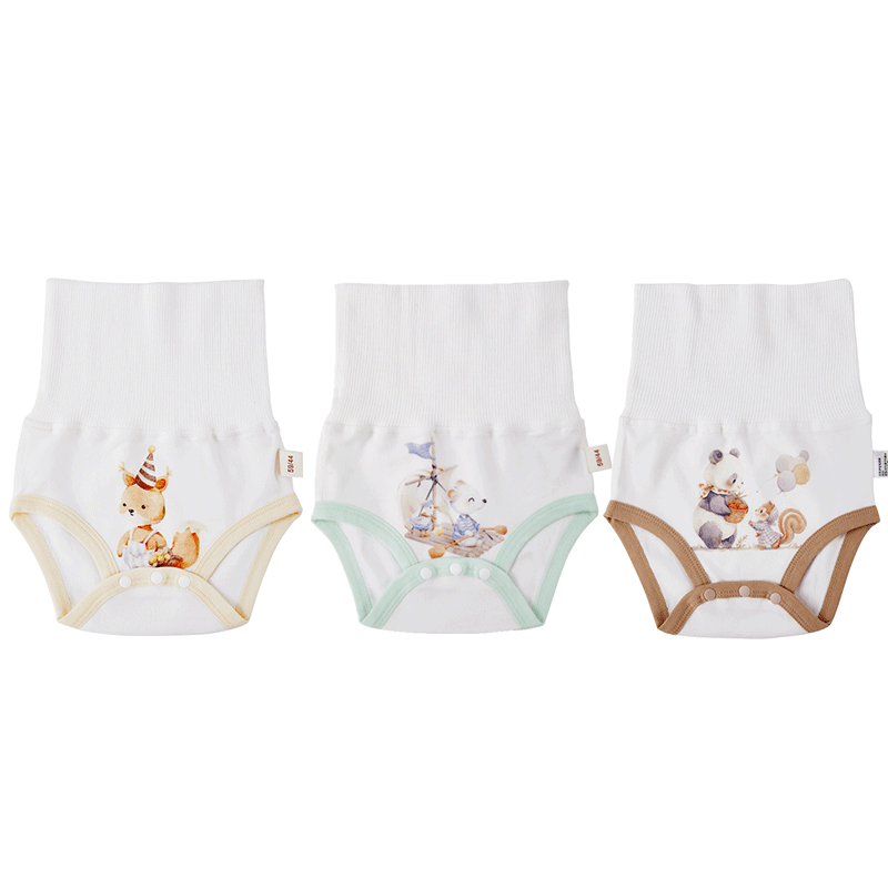 安可新婴儿纯棉高腰肚围尿布兜可洗新生护脐宝宝柔软舒适保暖3条装
