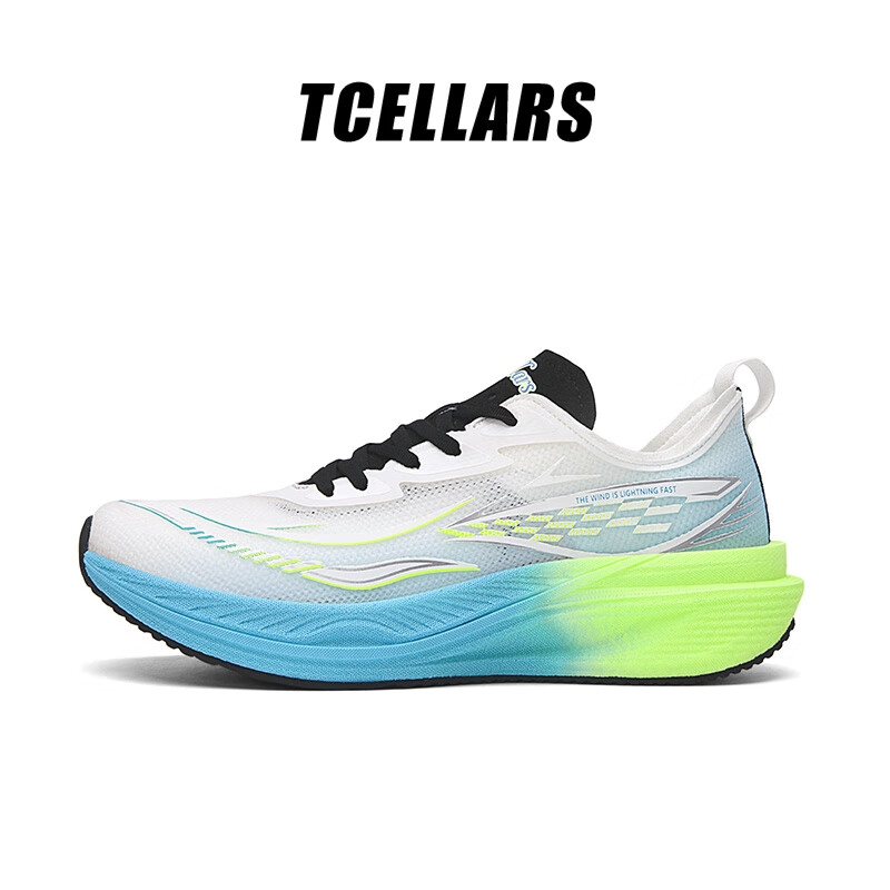 Tcellars跑步鞋男鞋冬季新款轻质缓震慢跑鞋网面透气男士休闲户外运动鞋子 荧光蓝 39