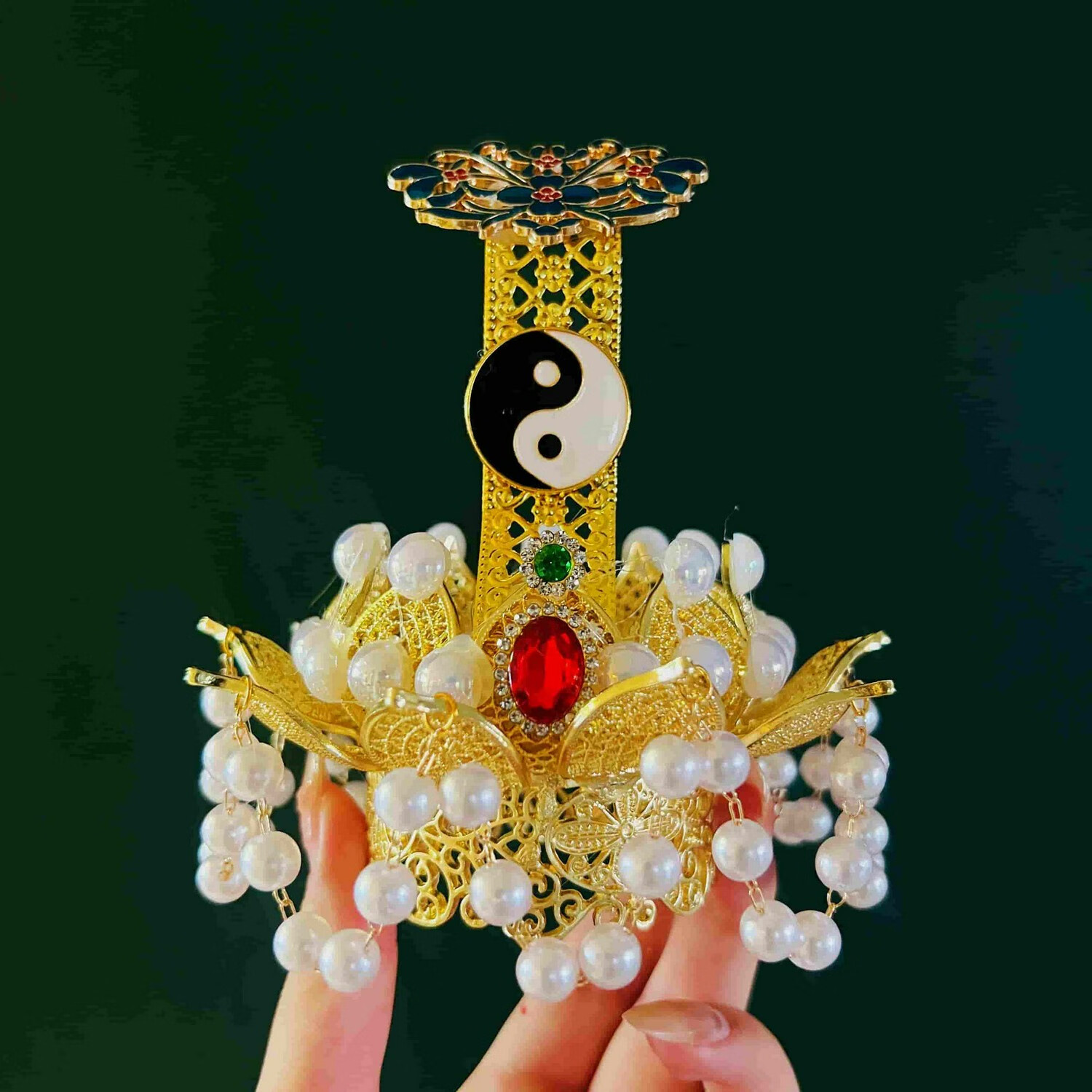 神像莲花冠道用道家太极八卦民族风火焰冠三清冠上清冠高工帽手工