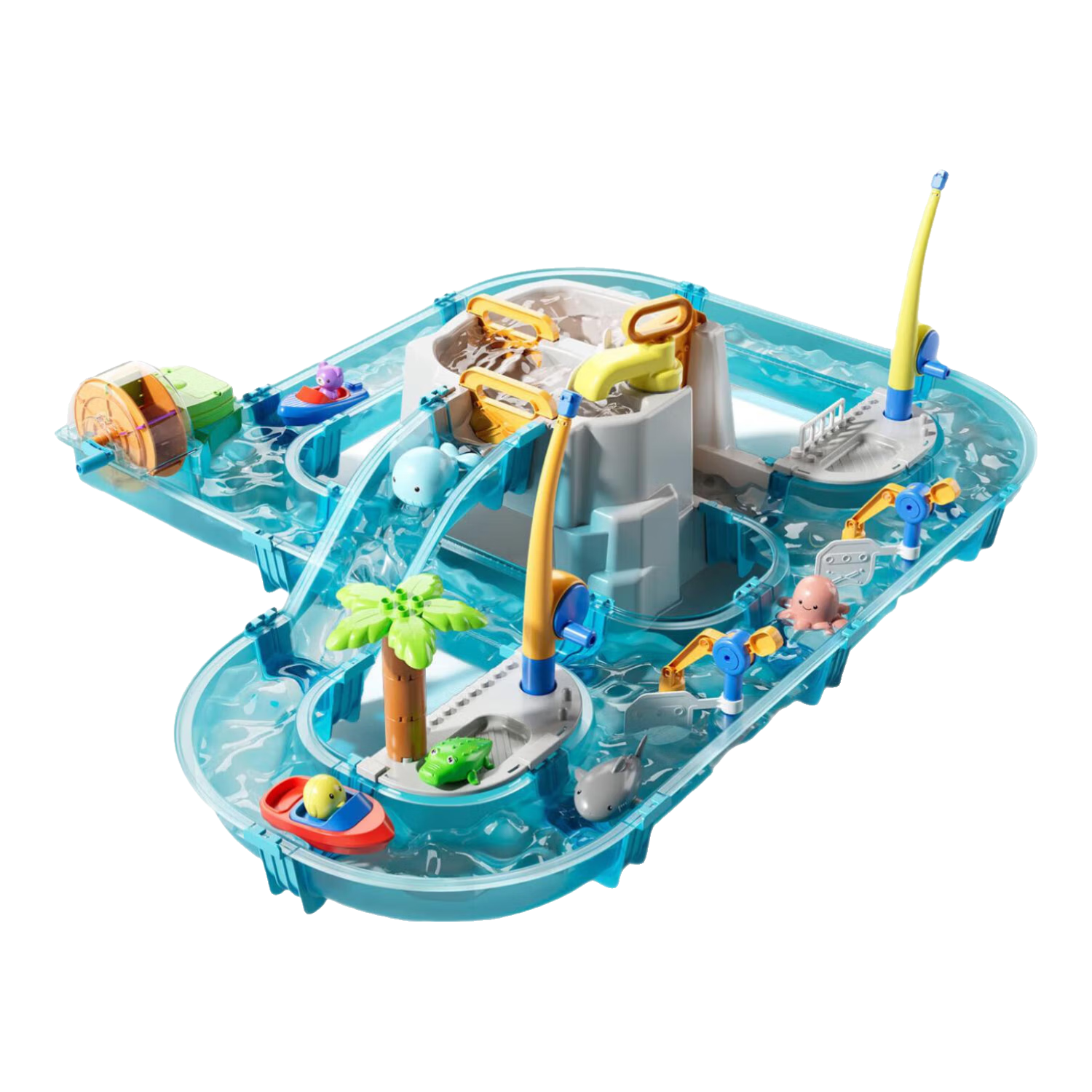 柚柚米兒童夏日玩水玩具咔咔水上樂園戲水沖浪大冒險寶寶3到6釣魚桌禮物 【水上沖浪大冒險】豪華版-禮盒裝 0-1-2-3歲寶寶4-8歲男童生日禮物