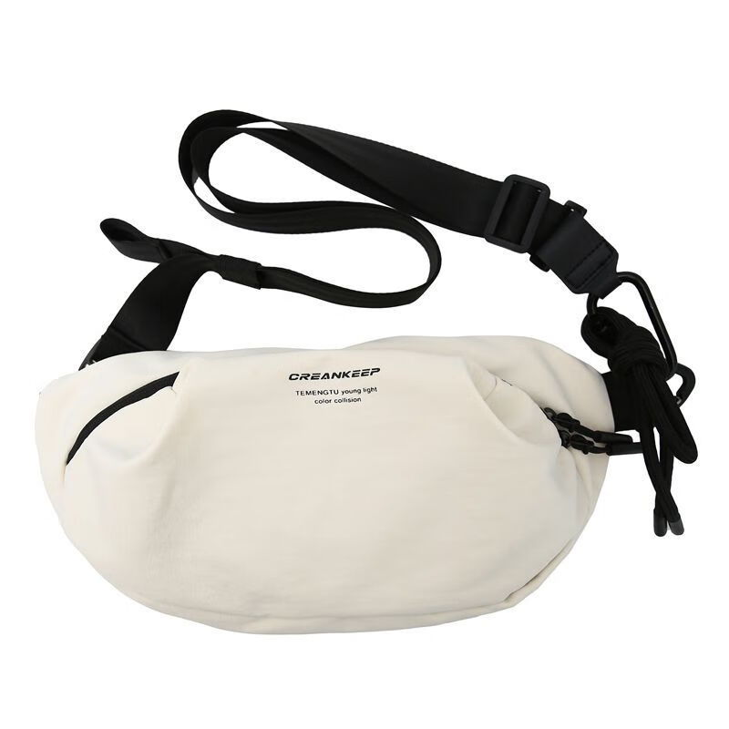 映棠防水新款潮流胸包男女运动男士腰包多功能背包斜挎包手机休闲单肩 白色