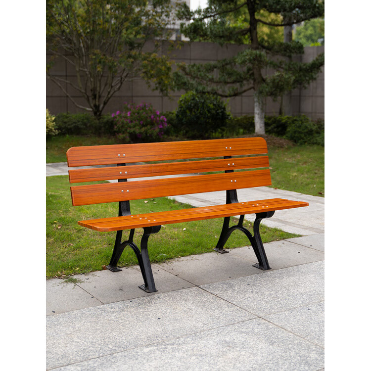 语森忆室外防腐木竹木休闲座椅户外公园椅长椅庭院双人靠背长条凳子 全竹木椅面有靠背120cm 防腐会更