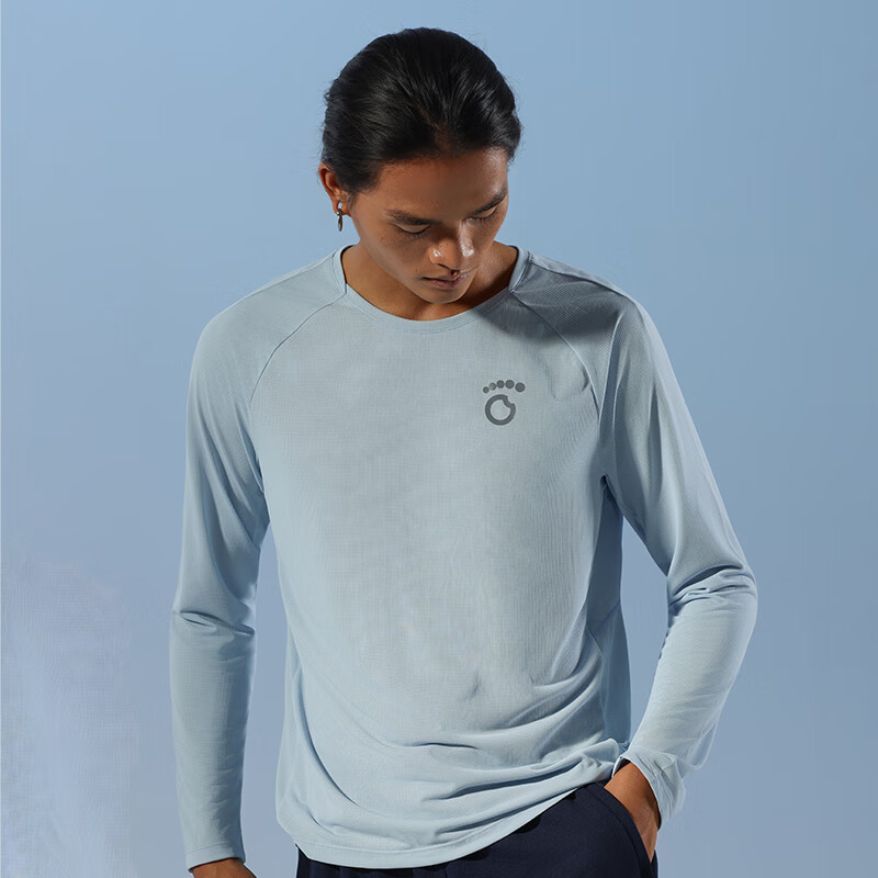 马孔多汗不显科技跑步长袖T恤9代 轻薄透气吸湿速干衣腋下一片式跑步服 月光蓝 男款 3XL