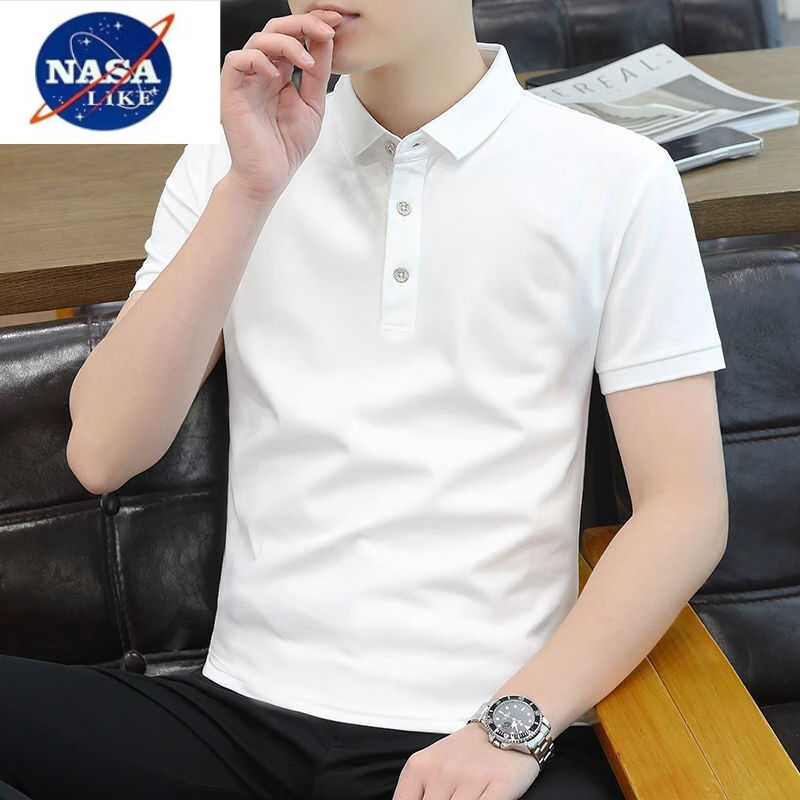 NASALIKE品牌高端白色polo衫男士短袖T恤2025新款夏季冰丝翻领半袖衫男款 白色2385POLO衫短袖 S 【建议90斤以下b