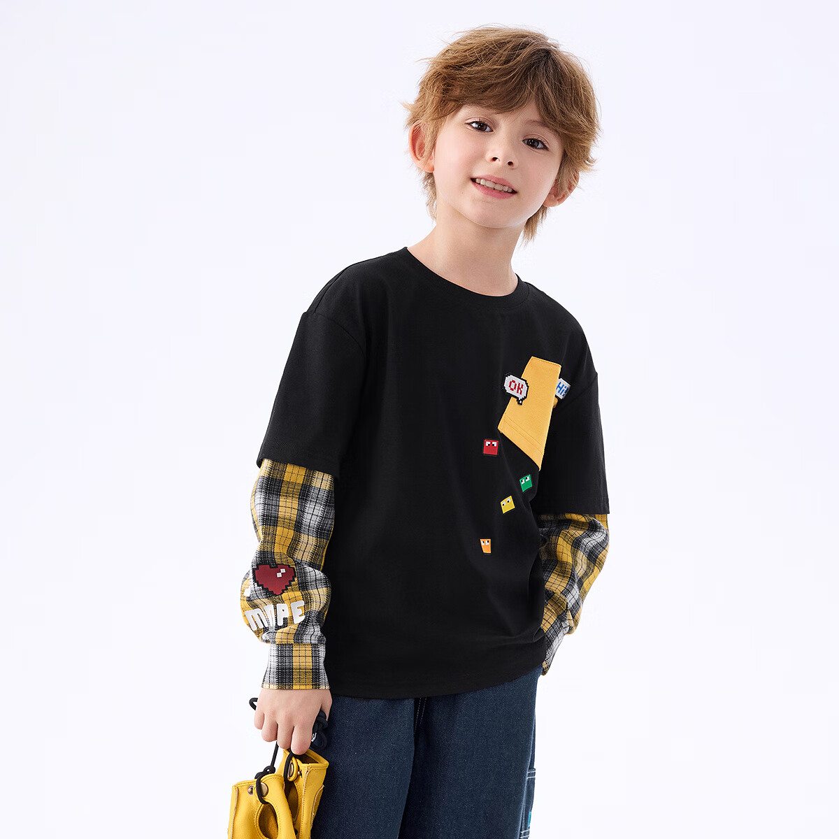 MiniPeace太平鸟童装秋新男童长袖T恤FACPF3111 黑色 110cm