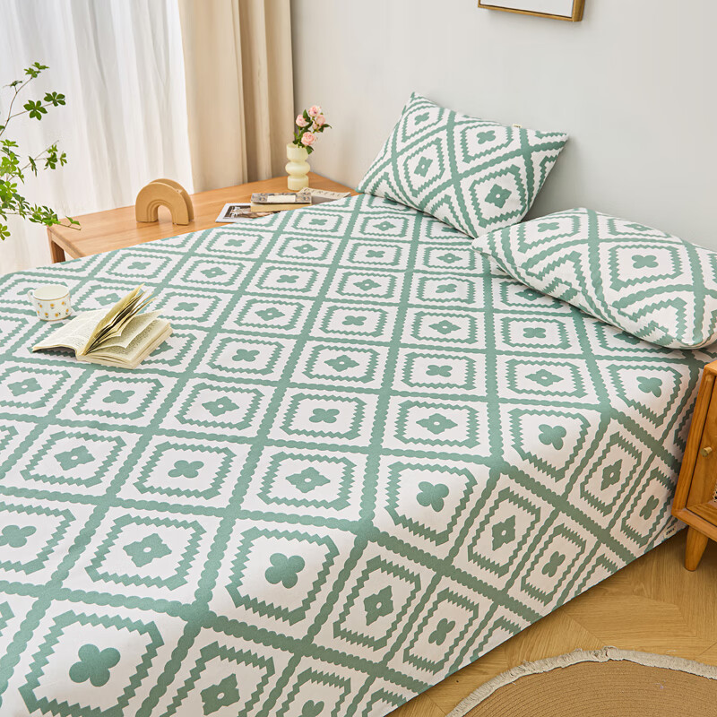 麦琪娜 床单加厚不起球不掉色老粗布床单老粗布凉席子老粗布布料床单 波澜绿 学生床单120*230cm