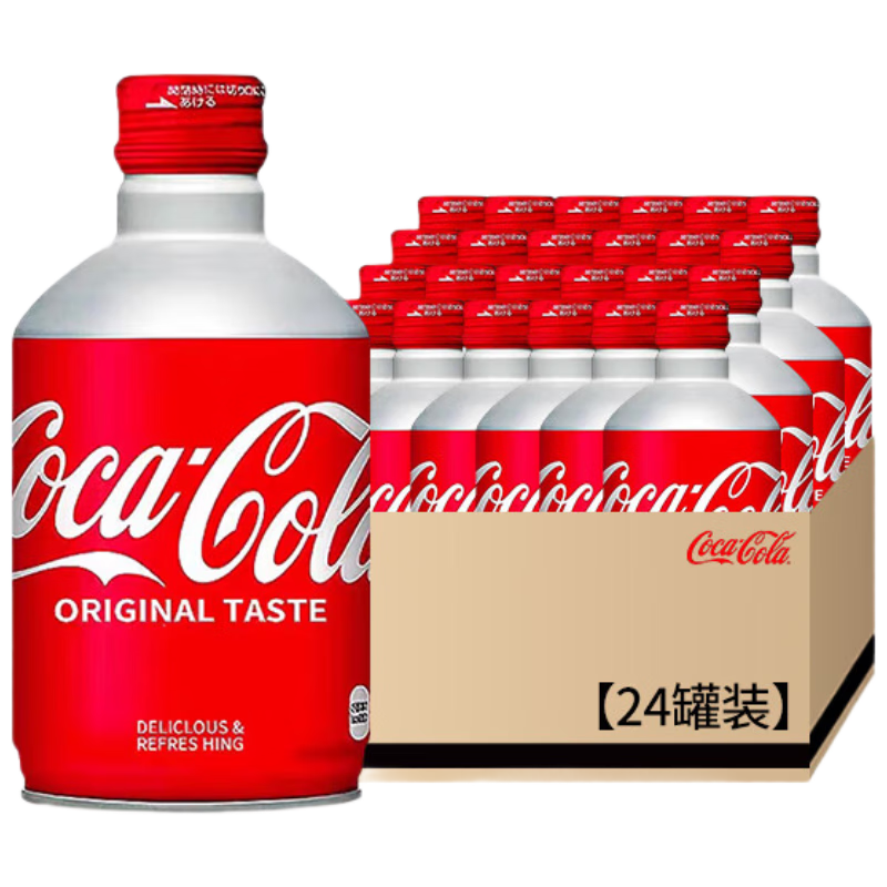 可口可乐（Coca-Cola）子弹头可乐日本进口碳酸饮料铝罐300ml*24