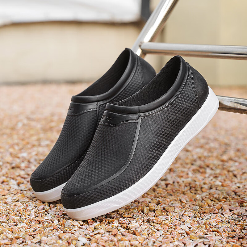 韩琳奴新款巨力短筒雨鞋女款时尚外穿雨靴低帮防水防滑水鞋厨房软底胶鞋 【巨力正品-防滑防臭】黑白色 39